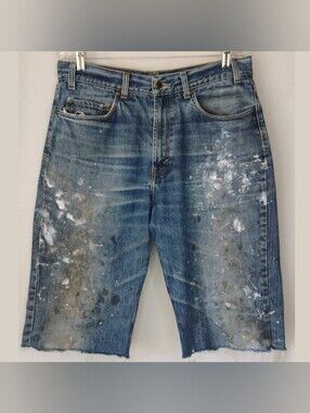 Kirkland Men's Size 34 Thrashed Painters Stains Splatter DIY Cut Off Jean Shorts